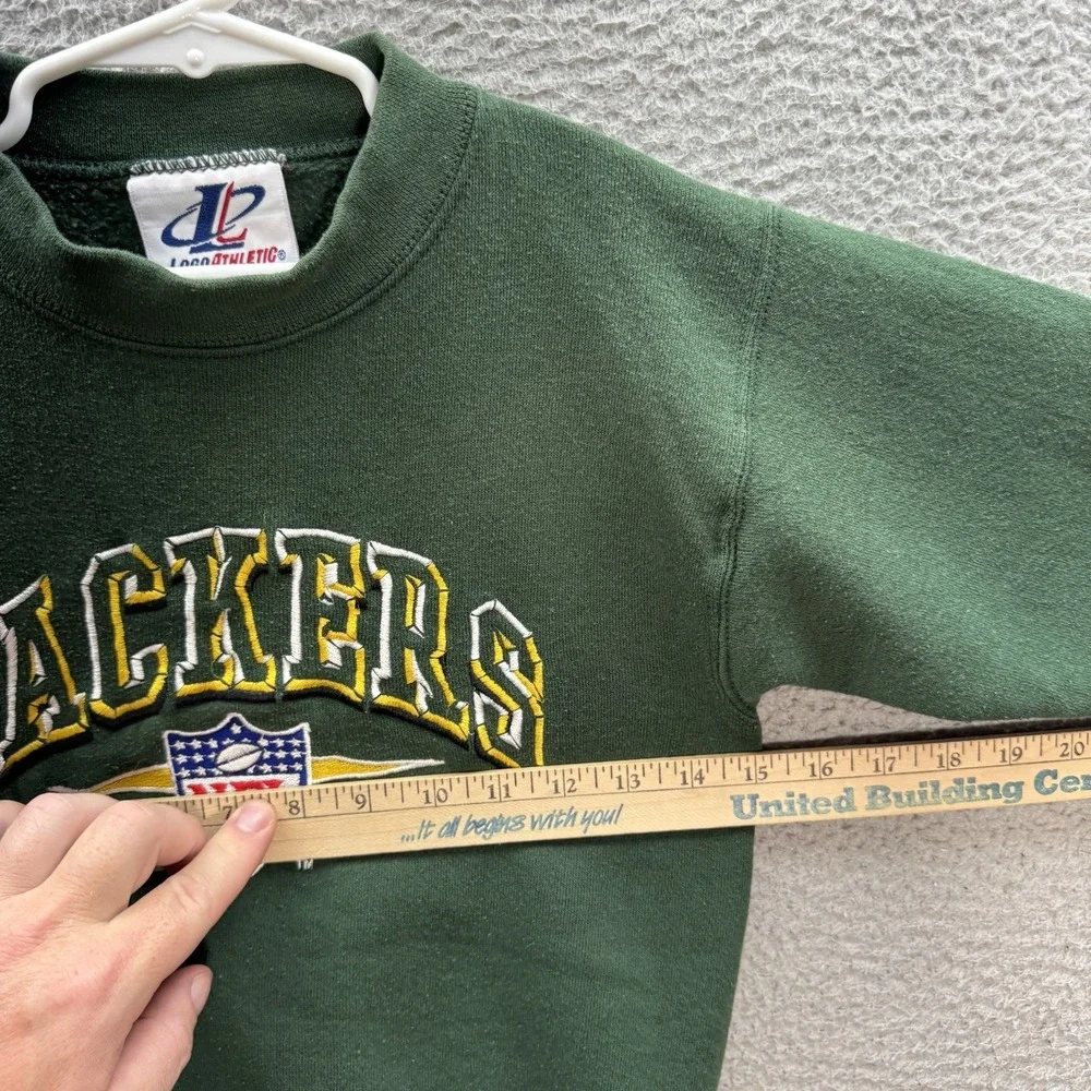 Vintage Green Bay Packers Sweatshirt Boys Small Green Crewneck Embroidered‎ 90s